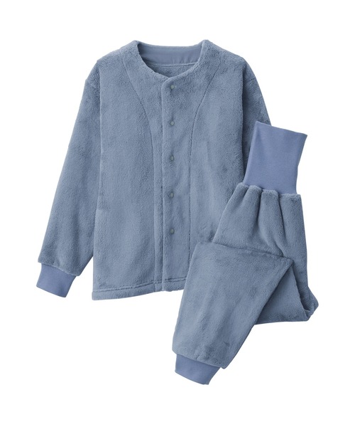 無印良品（ムジルシリョウヒン）の「キッズ　着る毛布　腹巻付き長袖パジャマ（ルームウェア/パジャマ・キッズ・ブルー系/ピンク/ブラウン系・120-130/140-150）」の2枚目の写真