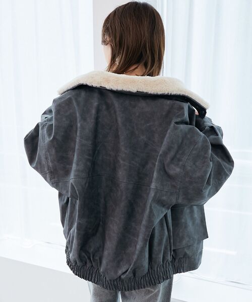 MAJESTIC LEGON(マジェスティックレゴン)の「ヴィンテージライク合皮ブルゾン(ブルゾン・レディース・ブラウン/ブラック系その他2/ブラック・MEDIUM)」の16枚目の写真