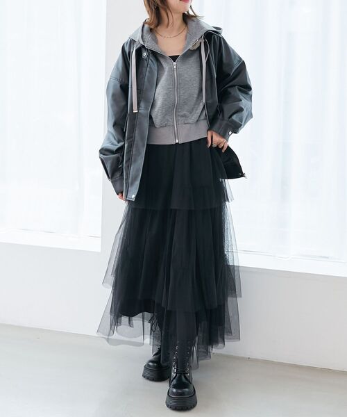 MAJESTIC LEGON(マジェスティックレゴン)の「ヴィンテージライク合皮ブルゾン(ブルゾン・レディース・ブラウン/ブラック系その他2/ブラック・MEDIUM)」の20枚目の写真