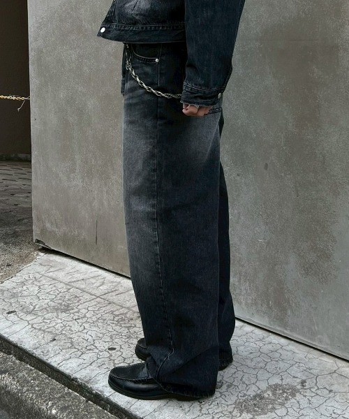 Chikashitsu +（チカシツプラス）の「【Chikashitsu +】semi wide denim pants 2 / 【チカシツプラス】セミワイドデニムパンツ2（デニムパンツ・メンズ・ブラック/ブルー・M/S）」の16枚目の写真