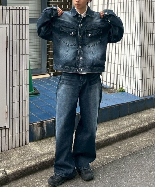 Chikashitsu +（チカシツプラス）の「【Chikashitsu +】semi wide denim pants 2 / 【チカシツプラス】セミワイドデニムパンツ2（デニムパンツ・メンズ・ブラック/ブルー・M/S）」の19枚目の写真