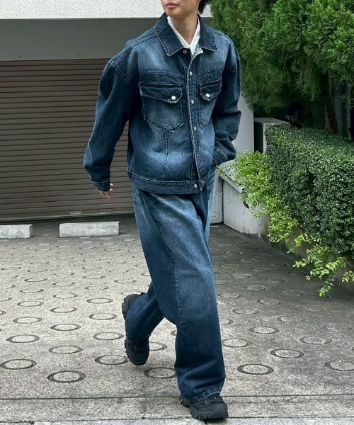 Chikashitsu +(チカシツプラス)の「【Chikashitsu +】semi wide denim pants 2 / 【チカシツプラス】セミワイドデニムパンツ2(デニムパンツ・メンズ・ブラック/ブルー・M/S)」の9枚目の写真