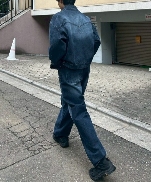 Chikashitsu +(チカシツプラス)の「【Chikashitsu +】semi wide denim pants 2 / 【チカシツプラス】セミワイドデニムパンツ2(デニムパンツ・メンズ・ブラック/ブルー・M/S)」の12枚目の写真