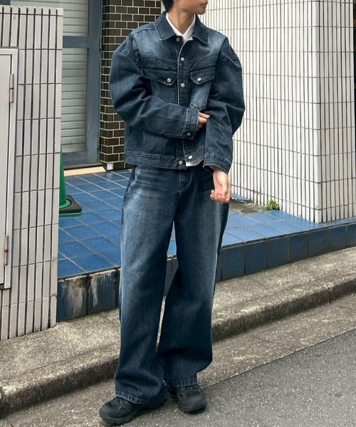 Chikashitsu +(チカシツプラス)の「【Chikashitsu +】semi wide denim pants 2 / 【チカシツプラス】セミワイドデニムパンツ2(デニムパンツ・メンズ・ブラック/ブルー・M/S)」の11枚目の写真