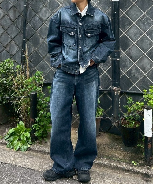 Chikashitsu +(チカシツプラス)の「【Chikashitsu +】semi wide denim pants 2 / 【チカシツプラス】セミワイドデニムパンツ2(デニムパンツ・メンズ・ブラック/ブルー・M/S)」の10枚目の写真