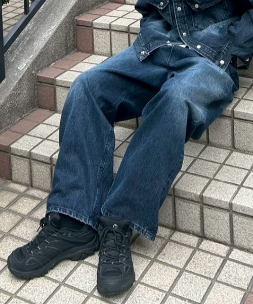 Chikashitsu +(チカシツプラス)の「【Chikashitsu +】semi wide denim pants 2 / 【チカシツプラス】セミワイドデニムパンツ2(デニムパンツ・メンズ・ブラック/ブルー・M/S)」の13枚目の写真