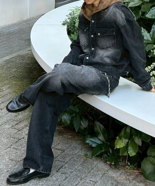 Chikashitsu +(チカシツプラス)の「【Chikashitsu +】semi wide denim pants 2 / 【チカシツプラス】セミワイドデニムパンツ2(デニムパンツ・メンズ・ブラック/ブルー・M/S)」の21枚目の写真