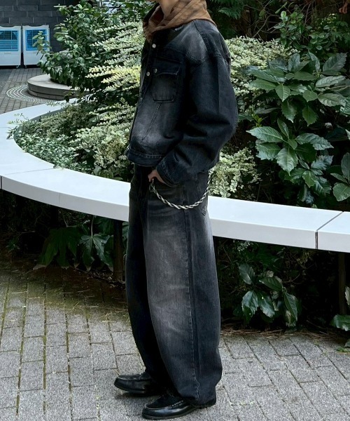 Chikashitsu +(チカシツプラス)の「【Chikashitsu +】semi wide denim pants 2 / 【チカシツプラス】セミワイドデニムパンツ2(デニムパンツ・メンズ・ブラック/ブルー・M/S)」の22枚目の写真