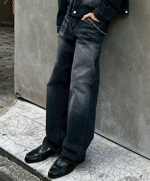 Chikashitsu +(チカシツプラス)の「【Chikashitsu +】semi wide denim pants 2 / 【チカシツプラス】セミワイドデニムパンツ2(デニムパンツ・メンズ・ブラック/ブルー・M/S)」の16枚目の写真