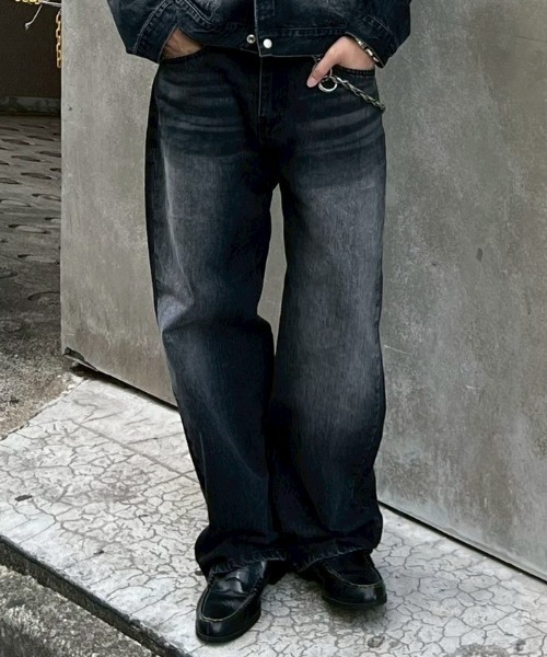 Chikashitsu +(チカシツプラス)の「【Chikashitsu +】semi wide denim pants 2 / 【チカシツプラス】セミワイドデニムパンツ2(デニムパンツ・メンズ・ブラック/ブルー・M/S)」の17枚目の写真