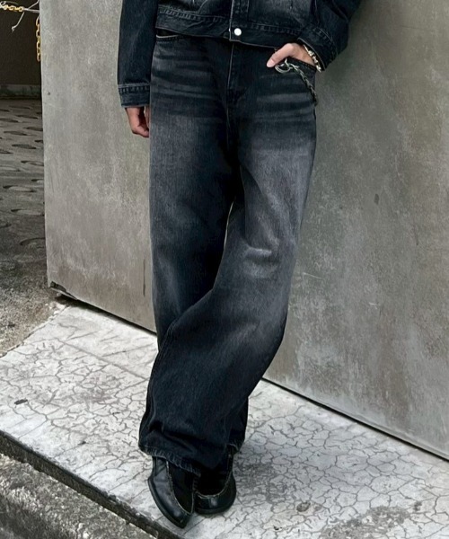Chikashitsu +(チカシツプラス)の「【Chikashitsu +】semi wide denim pants 2 / 【チカシツプラス】セミワイドデニムパンツ2(デニムパンツ・メンズ・ブラック/ブルー・M/S)」の18枚目の写真