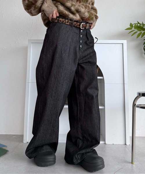 sedacle(セダクル)の「フロントタックリジットデニム(デニムパンツ・メンズ・インディゴブルー/ブラック・MEDIUM/SMALL/LARGE)」の4枚目の写真