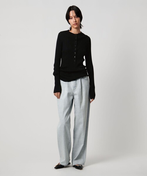 AEWEN MATOPH（イウエン マトフ）の「＜AEWEN MATOPH＞ウールリブヘンリーネック ニットプルオーバー（ニット/セーター・レディース・ライトグレー/ライラック/ブラック・FREE）」の7枚目の写真