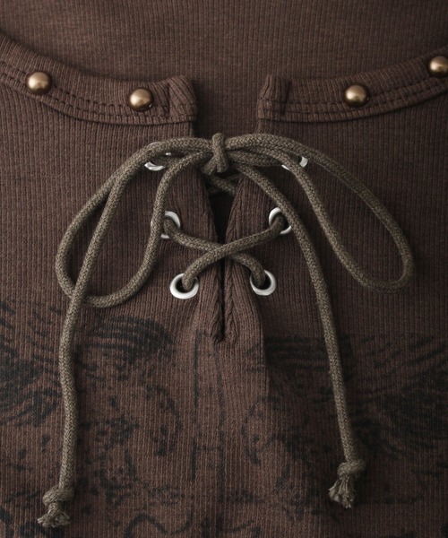 SpRay（スプレイ）の「イーグルプリントスピンドルロンT（Tシャツ/カットソー・レディース・アイボリー/ブラウン/カーキ/ライトベージュ/ブラック/ボルドー/ホワイト・FREE）」の21枚目の写真