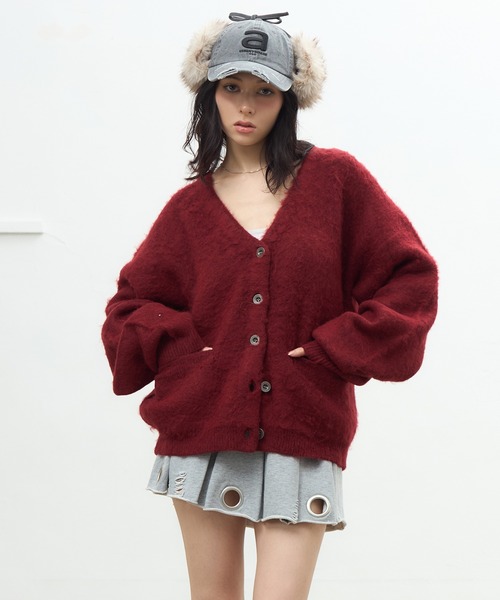 ACLENT（アクレント）の「ジャガードニットカーディガン（ニット/セーター・レディース・アイボリー/ブラック/ブルー/レッド/レオパード・FREE）」の5枚目の写真