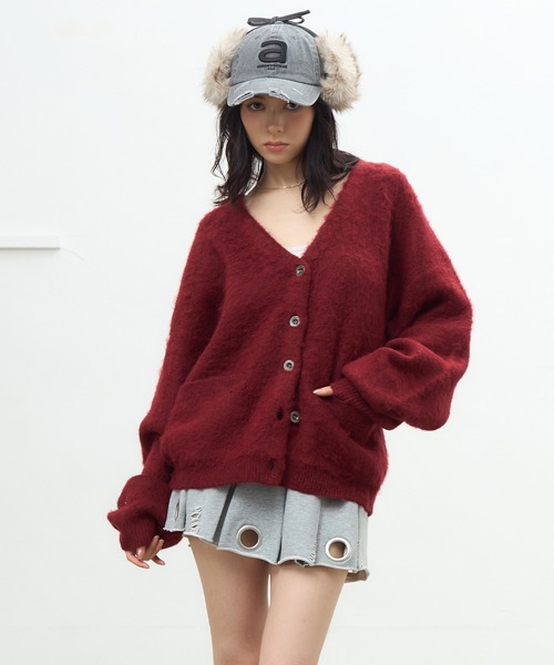 ACLENT（アクレント）の「ジャガードニットカーディガン（ニット/セーター・レディース・アイボリー/ブラック/ブルー/レッド/レオパード・FREE）」の9枚目の写真