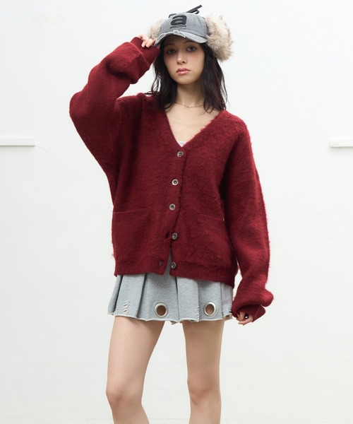 ACLENT（アクレント）の「ジャガードニットカーディガン（ニット/セーター・レディース・アイボリー/ブラック/ブルー/レッド/レオパード・FREE）」の8枚目の写真