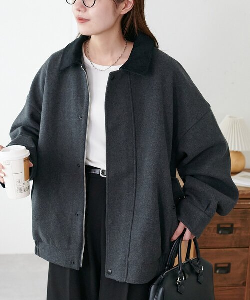 週末限定価格DISCOAT 中空糸衿配色ジャケット ユニセックス】中空糸衿配色ジャケット（ブルゾン）｜DISCOAT（ディス