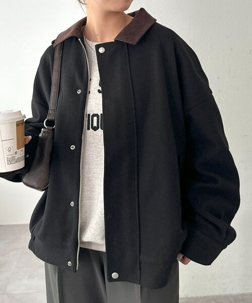 週末限定価格DISCOAT 中空糸衿配色ジャケット ユニセックス】中空糸衿配色ジャケット（ブルゾン）｜DISCOAT（ディス