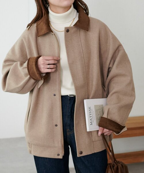 週末限定価格DISCOAT 中空糸衿配色ジャケット ユニセックス】中空糸衿配色ジャケット（ブルゾン）｜DISCOAT（ディス