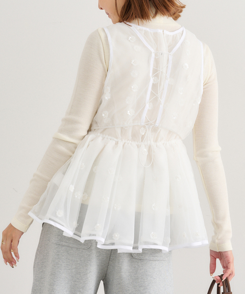 U by SPICK&SPAN（ユーバイスピックアンドスパン）の「フラワースパンコールブラウス（シャツ/ブラウス・レディース・サックスブルー/ホワイト・FREE）」の5枚目の写真