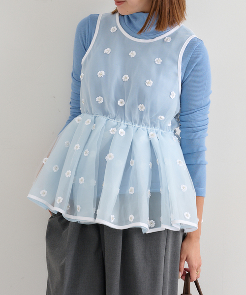 U by SPICK&SPAN（ユーバイスピックアンドスパン）の「フラワースパンコールブラウス（シャツ/ブラウス・レディース・サックスブルー/ホワイト・FREE）」の17枚目の写真