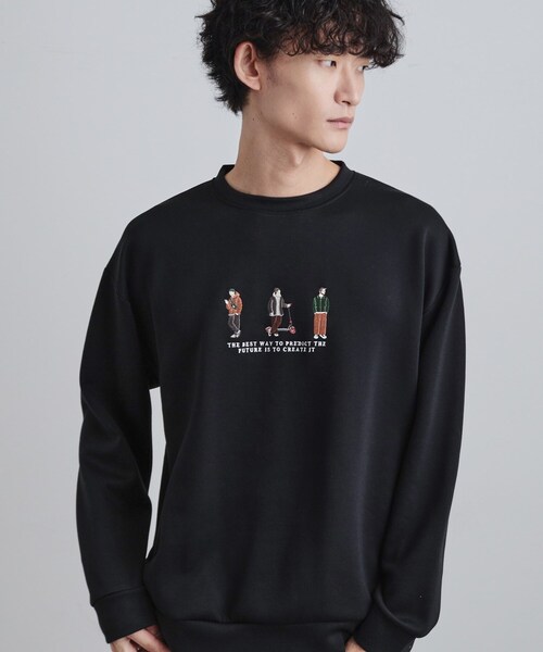 tk.TAKEO KIKUCHI（ティーケータケオキクチ）の「ピープル刺繍スウェット（スウェット・メンズ・ホワイト/ライトグリーン/ブラック・02/03/04）」の2枚目の写真