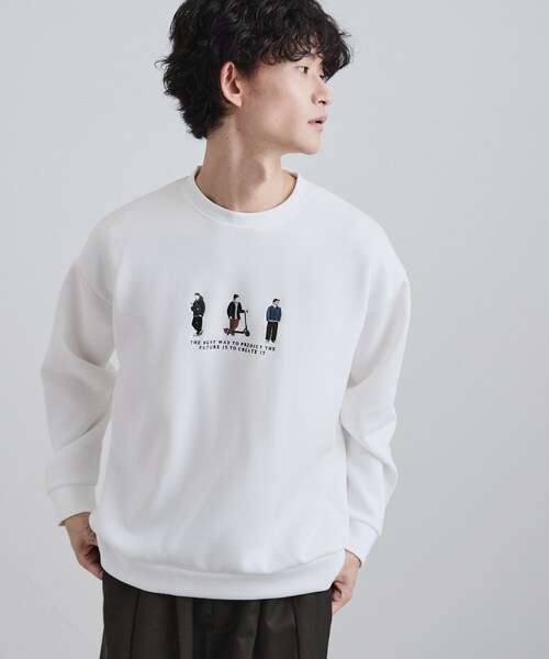 tk.TAKEO KIKUCHI（ティーケータケオキクチ）の「ピープル刺繍スウェット（スウェット・メンズ・ホワイト/ライトグリーン/ブラック・02/03/04）」の4枚目の写真