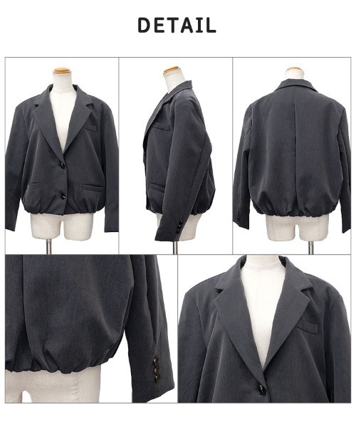CLOTHY(クロシィ)の「【肩パット×裾を絞ったバルーンシルエット!】裾タックテーラードジャケット(テーラードジャケット・レディース・チャコールグレー/ブラック・FREE)」の21枚目の写真