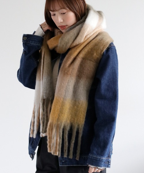 cepo（セポ）の「バルキーチェックマフラー（マフラー・レディース・ブラウン/ブラック/マルチ・FREE）」の2枚目の写真