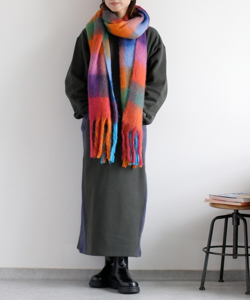 cepo（セポ）の「バルキーチェックマフラー（マフラー・レディース・ブラウン/ブラック/マルチ・FREE）」の3枚目の写真