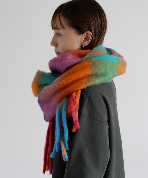 cepo（セポ）の「バルキーチェックマフラー（マフラー・レディース・ブラウン/ブラック/マルチ・FREE）」の7枚目の写真