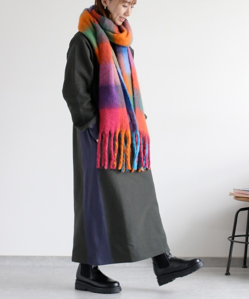 cepo（セポ）の「バルキーチェックマフラー（マフラー・レディース・ブラウン/ブラック/マルチ・FREE）」の10枚目の写真