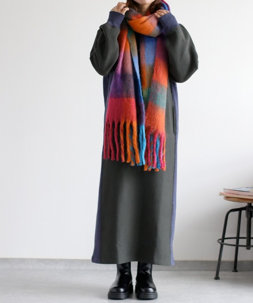 cepo（セポ）の「バルキーチェックマフラー（マフラー・レディース・ブラウン/ブラック/マルチ・FREE）」の11枚目の写真