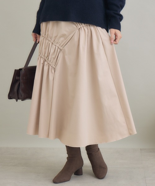 KATHARINE ROSS(キャサリンロス)の「【KATHARINE ROSS】イレギュラーギャザースカート(スカート・レディース・グレイッシュベージュ/ブラック・FREE)」の2枚目の写真