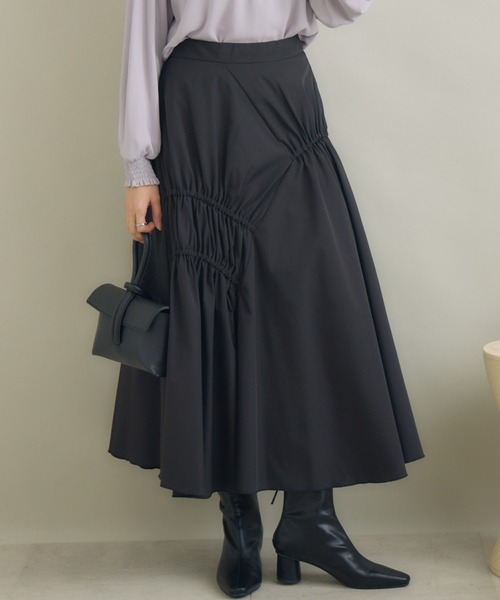 KATHARINE ROSS(キャサリンロス)の「【KATHARINE ROSS】イレギュラーギャザースカート(スカート・レディース・グレイッシュベージュ/ブラック・FREE)」の1枚目の写真