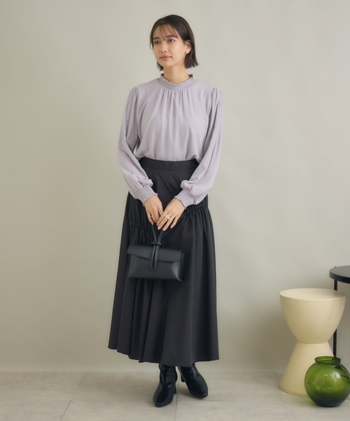 KATHARINE ROSS(キャサリンロス)の「【KATHARINE ROSS】イレギュラーギャザースカート(スカート・レディース・グレイッシュベージュ/ブラック・FREE)」の3枚目の写真