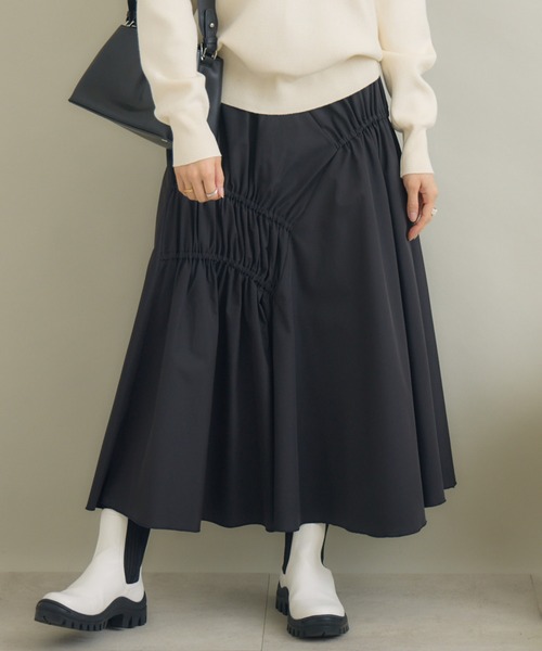 KATHARINE ROSS(キャサリンロス)の「【KATHARINE ROSS】イレギュラーギャザースカート(スカート・レディース・グレイッシュベージュ/ブラック・FREE)」の6枚目の写真