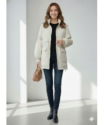 Day and Grade（デイアンドグレイド）の「【都会的なモノトーンカラー】洗練ミドル丈ドロスト中綿コート（ダウンジャケット/コート）」