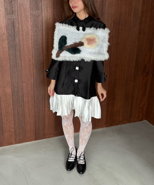 SANSeLF（サンセルフ）の「【SANSeLF】 リボンデコレートワンピース サテンライク saw25a058（ワンピース・レディース・ブラック・FREE）」の4枚目の写真