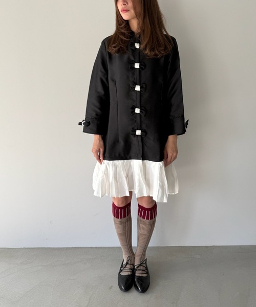 SANSeLF（サンセルフ）の「【SANSeLF】 リボンデコレートワンピース サテンライク saw25a058（ワンピース・レディース・ブラック・FREE）」の5枚目の写真