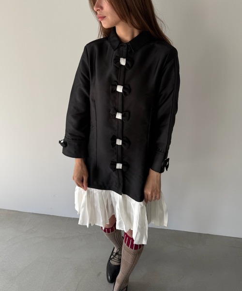 SANSeLF（サンセルフ）の「【SANSeLF】 リボンデコレートワンピース サテンライク saw25a058（ワンピース・レディース・ブラック・FREE）」の6枚目の写真