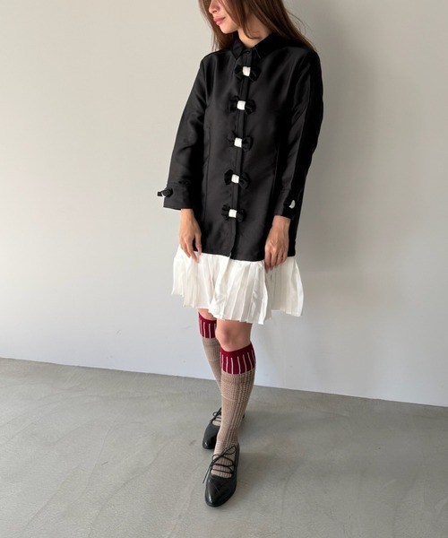 SANSeLF（サンセルフ）の「【SANSeLF】 リボンデコレートワンピース サテンライク saw25a058（ワンピース・レディース・ブラック・FREE）」の7枚目の写真