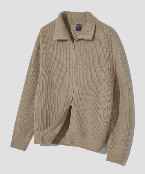 Rifleind t-shirt twin knit zip up [beige]