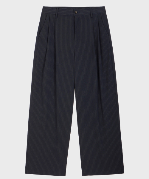 GLW(ジーエルダブリュ)の「ツータックワイドストライプスラックスネイビー(スラックス・レディース・その他・LARGE/SMALL/MEDIUM)」の9枚目の写真