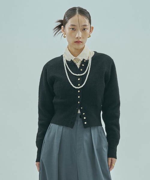 ROSE BUD(ローズバッド)の「CROPPED KNIT CARDIGAN(カーディガン/ボレロ・レディース・ブラック/グレー/イエロー・ONE SIZE)」の4枚目の写真