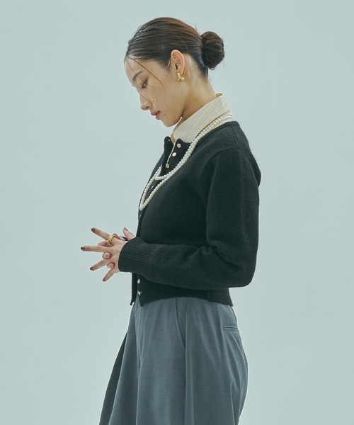 ROSE BUD(ローズバッド)の「CROPPED KNIT CARDIGAN(カーディガン/ボレロ・レディース・ブラック/グレー/イエロー・ONE SIZE)」の5枚目の写真