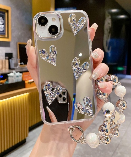 立体ハート クリア ミラー iPhoneカバー アイフォン スマホケース