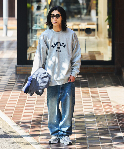 NAUTICA（ノーティカ）の「NAUTICA/ノーティカ フェルトパッチ アーチロゴ クルーネック スウェット（スウェット・メンズ・ライトグレー/ブラック/ネイビー・SMALL/LARGE/MEDIUM/X-LARGE）」の4枚目の写真