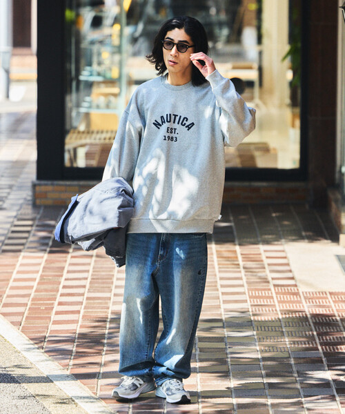 NAUTICA（ノーティカ）の「NAUTICA/ノーティカ フェルトパッチ アーチロゴ クルーネック スウェット（スウェット・メンズ・ライトグレー/ブラック/ネイビー・SMALL/LARGE/MEDIUM/X-LARGE）」の5枚目の写真